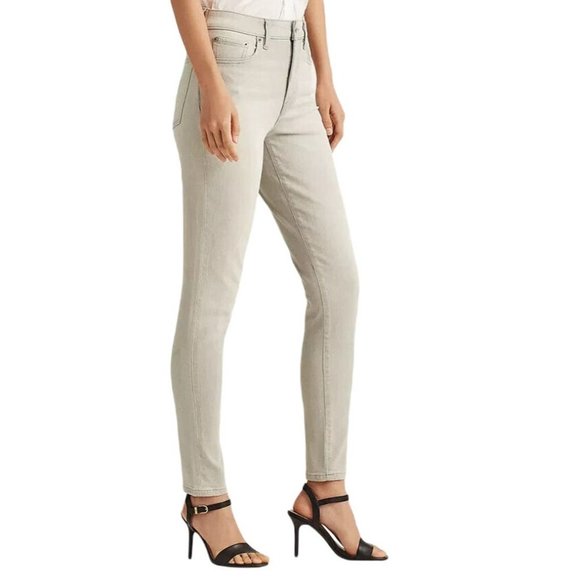 Lauren Ralph Lauren Super Stretch High Rise Skinny Ankle Jean Soft Grey 16 / 33W - Picture 3 of 5